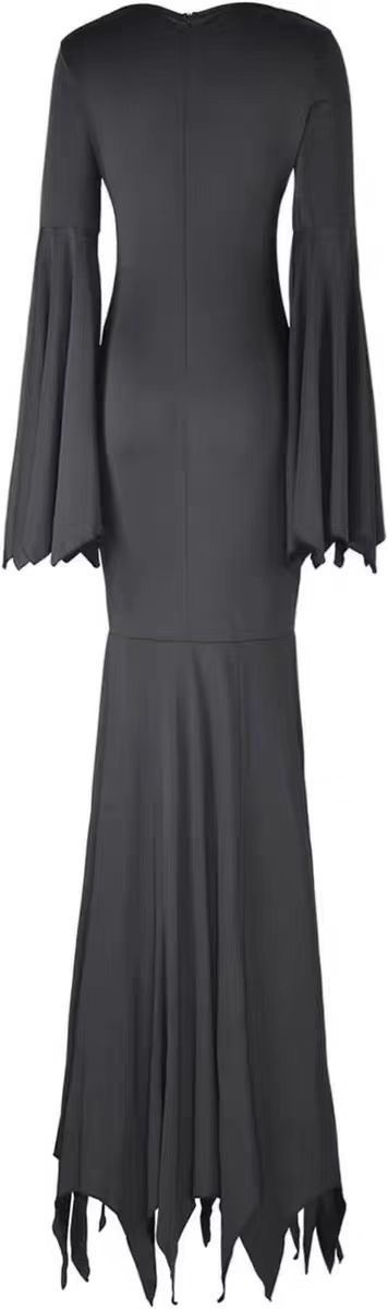 Womens Gothic Witch Costume Dress - Halloween Vampire Black Mermaid Dress